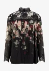 Zimmermann Floral-patterned Long-sleeved Top In Black