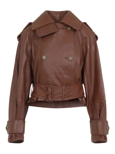 ZIMMERMANN ZIMMERMANN "HYPNOTIC" LEATHER CROP TRENCH COAT CLOTHING