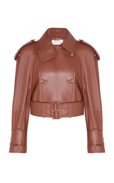 Zimmermann Hypnotic Leather Crop Trench In Tan