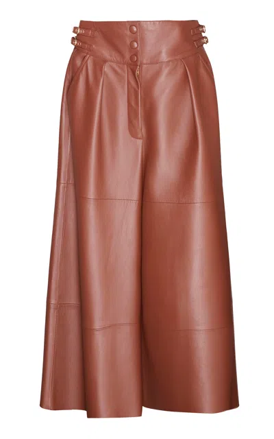 Zimmermann Hypnotic Leather Culotte In Tan