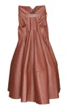Zimmermann Hypnotic Leather Midi Skirt In Tan