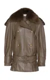 Zimmermann Hypnotic Leather Short Trench In Olive