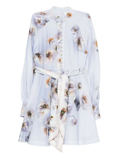 Zimmermann Hypnotic Linen Shirtdress In Purple