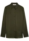 Zimmermann Hypnotic Logo-embroidered Silk-satin Shirt In Green