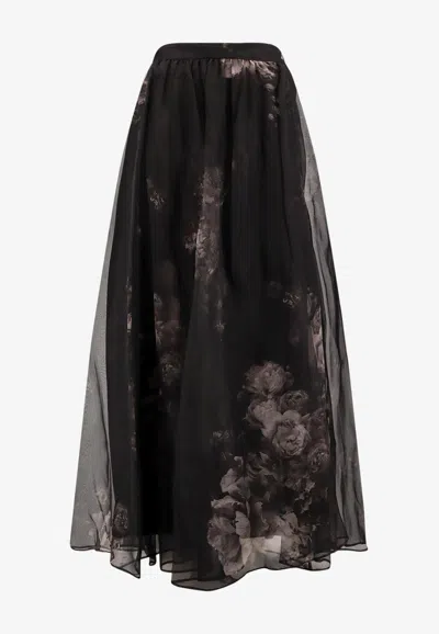 Zimmermann Hypnotic Maxi Silk Skirt In Black