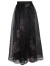 Zimmermann Silk Midi Skirt With Layered Tulle In Black