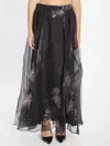 Zimmermann Hypnotic Floral Silk Organza Maxi Skirt In Black