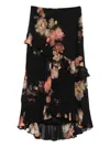 Zimmermann Black Floral Viscose Hypnotic Asymmetric Skirt In Multi