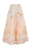 Zimmermann Hypnotic Organza Maxi Silk Skirt In Multi