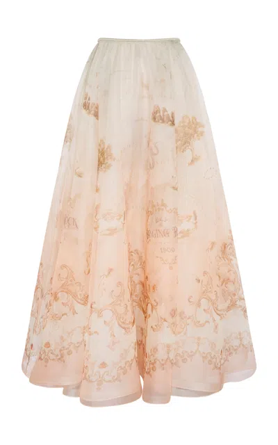 Zimmermann Hypnotic Organza Maxi Silk Skirt In Multi