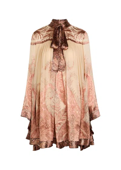 Zimmermann Hypnotic Paisley-devoré Chiffon Mini Dress In Multi