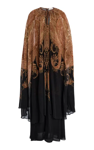 Zimmermann Hypnotic Caped Maxi Dress In Multi