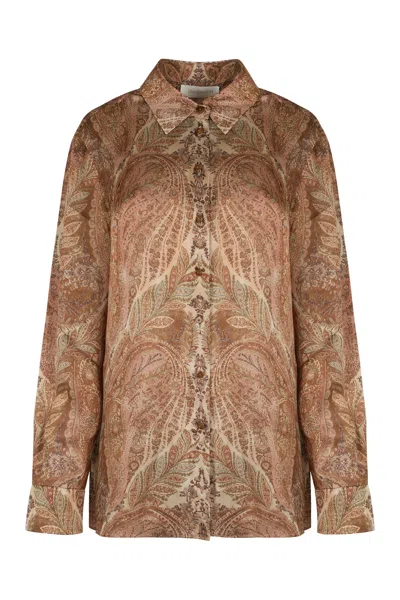 Zimmermann Hypnotic Paisley Silk Shirt In Multi