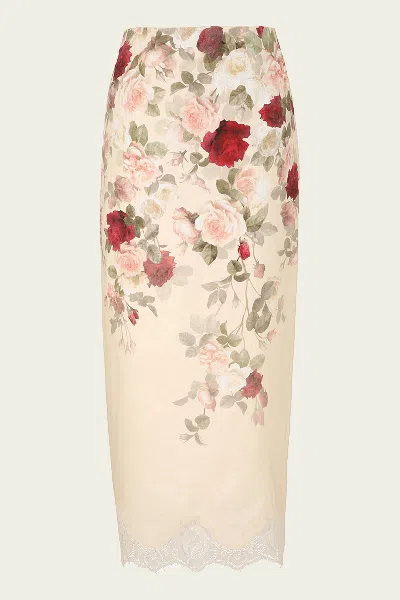 ZIMMERMANN HYPNOTIC PENCIL SKIRT IN CREAM CASCADE