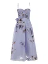 Zimmermann Womens Lilac Poppy Hypnotic Bodice Linen And Silk Midi Dress In Purple