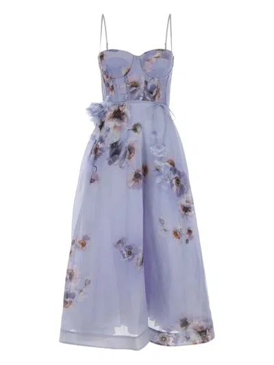 ZIMMERMANN HYPNOTIC PICNIC FLORAL-PRINT MIDI DRESS