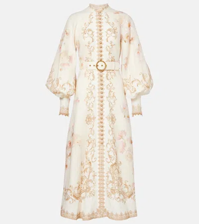 ZIMMERMANN HYPNOTIC PRINTED LINEN SHIRT DRESS
