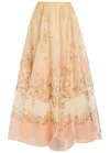 Zimmermann Hypnotic Printed Silk-organza Midi Skirt In Multi