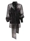 Zimmermann Hypnotic Floral Silk Organza Blouse In Black