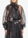 Zimmermann Hypnotic Floral Silk Organza Blouse In Black