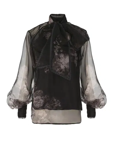 Zimmermann Hypnotic Pussybow Blouse Silk Shirt In Black