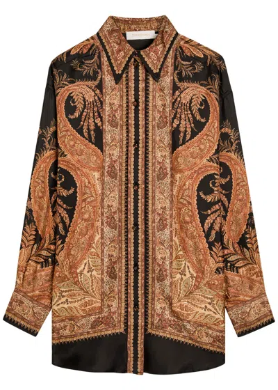 Zimmermann Hypnotic Relaxed Printed Silk Shirt In Multi
