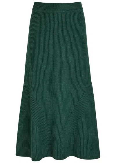 Zimmermann Hypnotic Rib Midi Skirt In Green