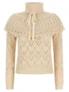 Zimmermann Hypnotic Ruffle Collar Sweater In Brown