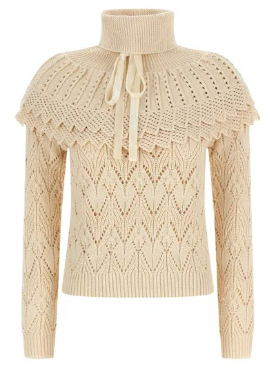 Zimmermann Hypnotic Ruffle Collar Sweater In Neutral