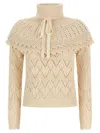 Zimmermann Hypnotic Ruffle Collar Sweaters And Cardigans Beige