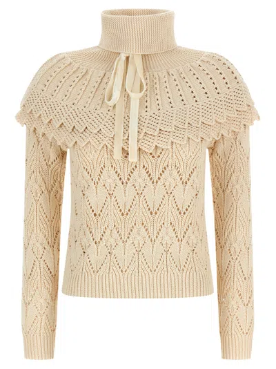 Zimmermann Hypnotic Ruffle Collar Sweaters And Cardigans Beige