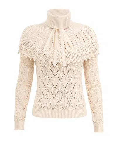 Zimmermann Hypnotic Ruffled Collar Sweater In Neutral