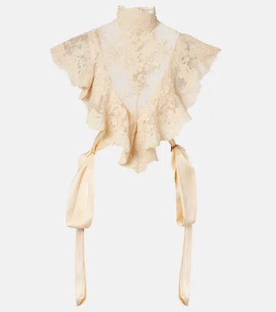 Zimmermann Hypnotic Ruffled Lace Top In Neutral