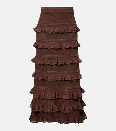 Zimmermann Hypnotic Ruffled Maxi Skirt In Brown