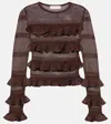 Zimmermann Hypnotic Lace Frill Metallic-knit Top In Brown