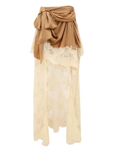 ZIMMERMANN HYPNOTIC SATIN LACE-TRIMMED SKIRT