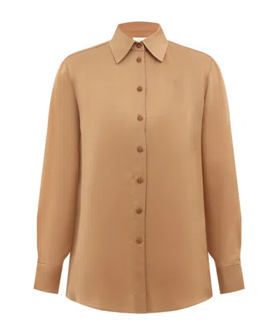 Zimmermann Hypnotic Satin Shirt In Brown