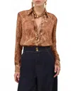 Zimmermann Hypnotic Satin Shirt In Cream Paisley In Brown