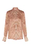 Zimmermann Hypnotic Satin Silk Shirt In Neutral