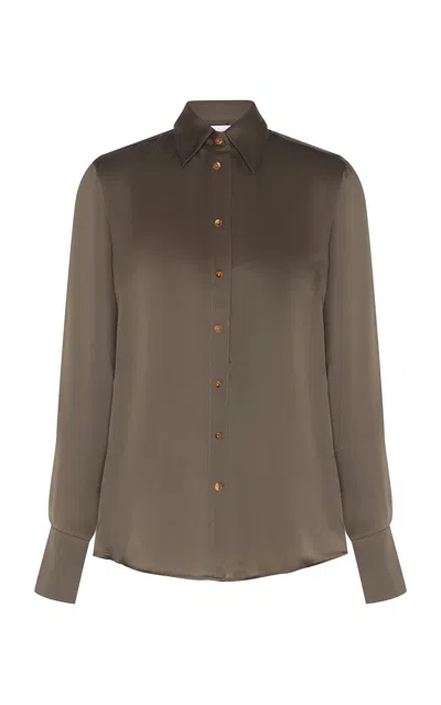 Zimmermann Hypnotic Satin Silk Shirt In Olive
