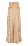 Zimmermann Hypnotic Satin Silkmaxi Skirt In Gold