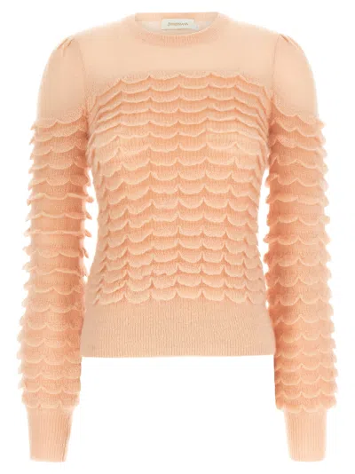 Zimmermann Hypnotic Scallop Sweater In Peach