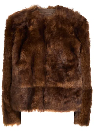Zimmermann Shearling Jacket Straight Collarless Design In Animal Print