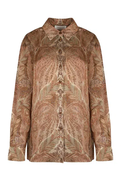 Zimmermann Hypnotic Shirt In Silk In Multi