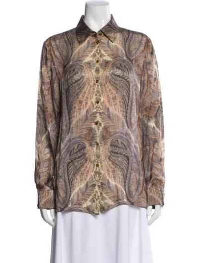 Pre-owned Zimmermann Hypnotic Silk Blouse In Neutral