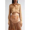 Zimmermann Womens Biscuit Logo-embroidered Silk Shirt In Brown