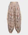 Zimmermann Womens Denim Paisley Printed Silk Harem Trousers