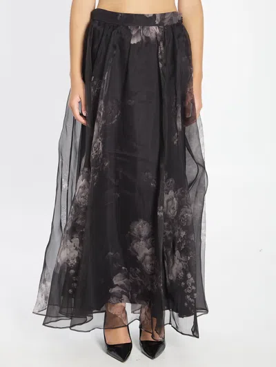 Zimmermann Hypnotic Silk Organza Maxi Skirt In Black