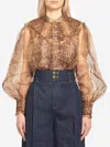 Zimmermann Hypnotic Smocked Long-sleeved Blouse In Brown