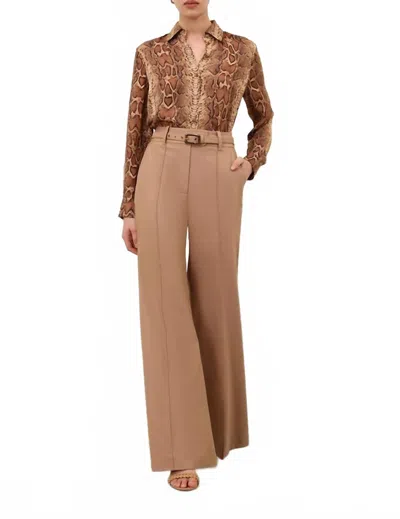 Zimmermann Hypnotic Stretch Wool Flare Pants In Biscuit In Brown